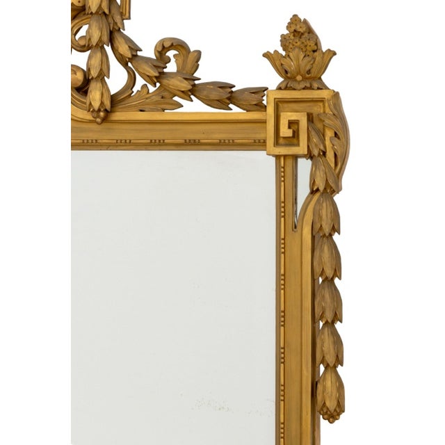 French Louis XVI Style Giltwood Overmantel Mirror For Sale - Image 3 of 5