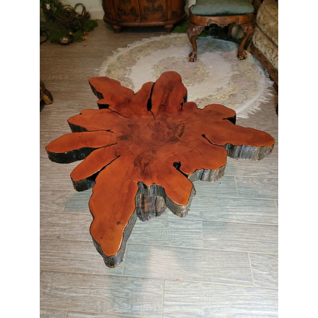 Cabin Late 20th Century Live Edge Cypress Coffee Table With Stump Base For Sale - Image 3 of 4