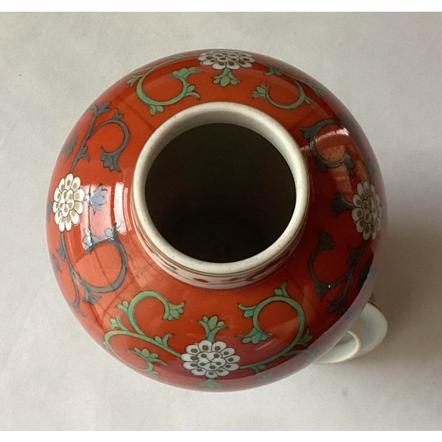 Vintage Herend Porcelain Lidded Urn – Red Dynasty Siang Rouge, #6583, Hand-Painted Hungary For Sale - Image 10 of 11