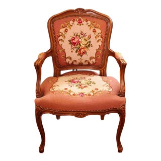 Rococo Armchair with Tapestry, France, 1950 For Sale
