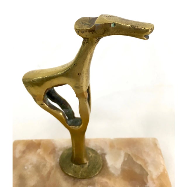 Mid-Century Modern Mid 20th Century Marble & Brass Sculptural Paper Weight For Sale - Image 3 of 4