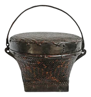 Vintage Akha Thai Basket W/Lid