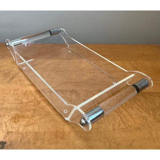 Vintage Lucite and Chrome Tray For Sale - Image 4 of 17