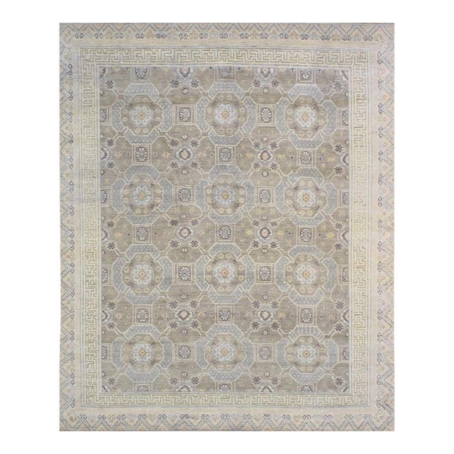 Pasargad Home Khotan Taupe Wool Area Rug- 8' 1'' X 9'11'' For Sale