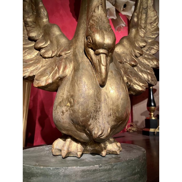 Black Ittalian Artist, Empire Period Decorative Swan Sculptures, 1800s, Giltwood, Set of 2 For Sale - Image 8 of 13