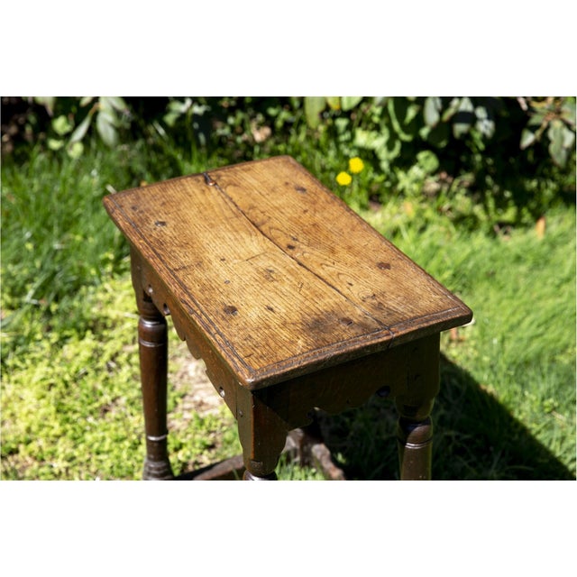 English Antique English Rectangular Oak Joint Stool For Sale - Image 3 of 8