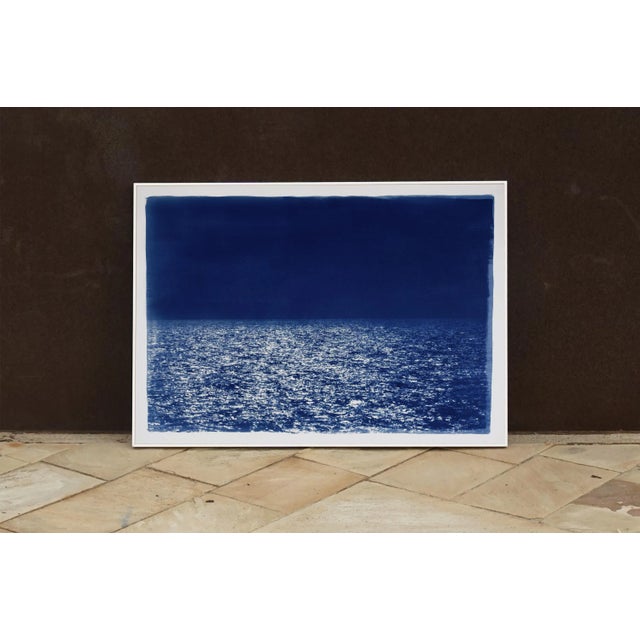 2021 "Barcelona Beach Night Horizon" Contemporary Cyanotype on Watercolor Paper For Sale - Image 9 of 12