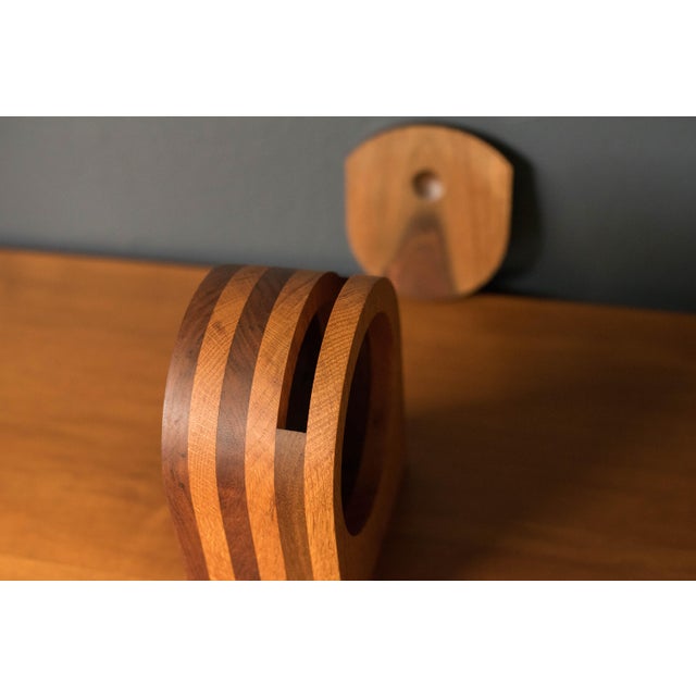 Wood Vintage Solid Walnut and Oak Studio Craft Table Clock For Sale - Image 7 of 10