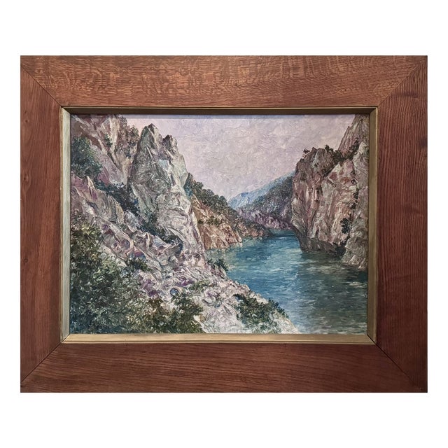 Marius Baron, The Verdon Gorge, 1930, Oil on Canvas, Framed For Sale