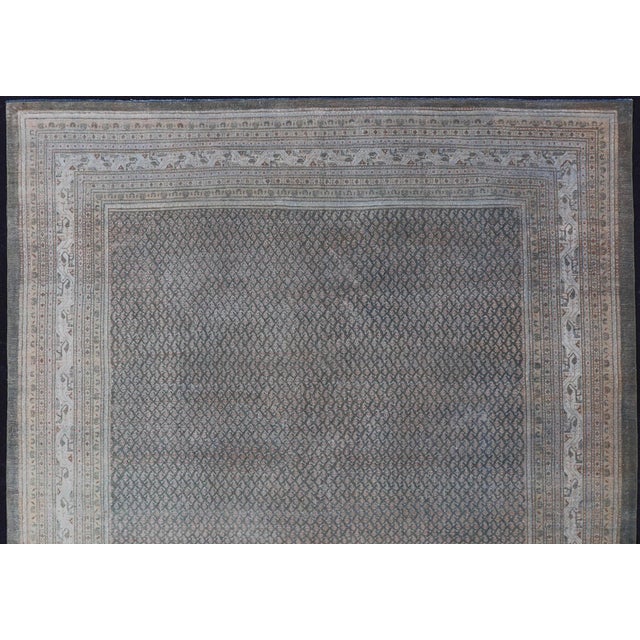 Tribal Antique Hand Knotted Persian Tabriz Rug With All-Over Design in Muted Tones For Sale - Image 3 of 17