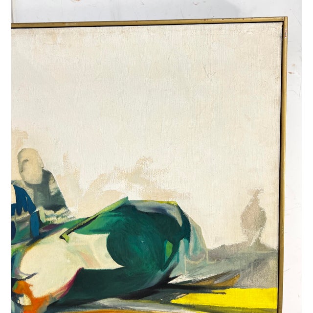 Abstract C. 1970s Modernist Abstract Figurative Painting Signed With Initials For Sale - Image 3 of 8
