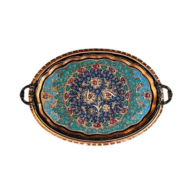 Hand Painted Colorful Serving Tray with Handles For Sale - Image 9 of 9