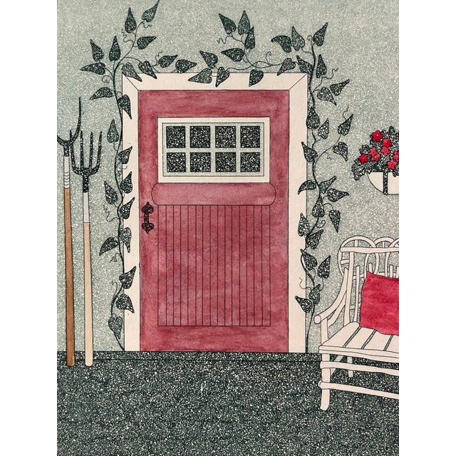 1980s 1980s Kathy Johnson Mitcham Cottage Door Color Etching For Sale - Image 5 of 5