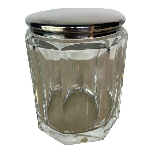 Vintage Plata Lappas Faceted Crystal Jar With Silverplate Lid, Argentina For Sale