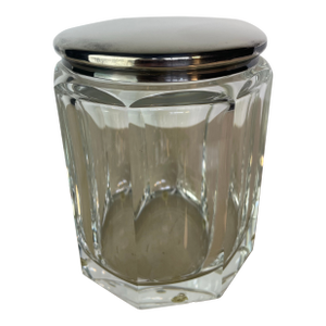Vintage Plata Lappas Faceted Crystal Jar With Silverplate Lid, Argentina