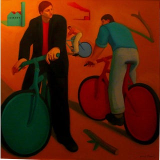 Paul Rossi Chromatic Bicycles. Contemporary Figurative Oil Painting 2018 For Sale