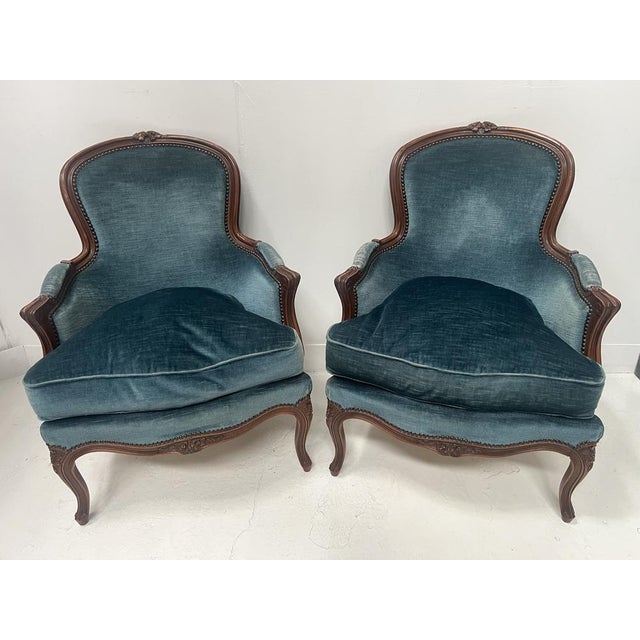 Louis XV Style Bergère Armchairs in Wood, 20th Century, Set of 2 For Sale - Image 13 of 13
