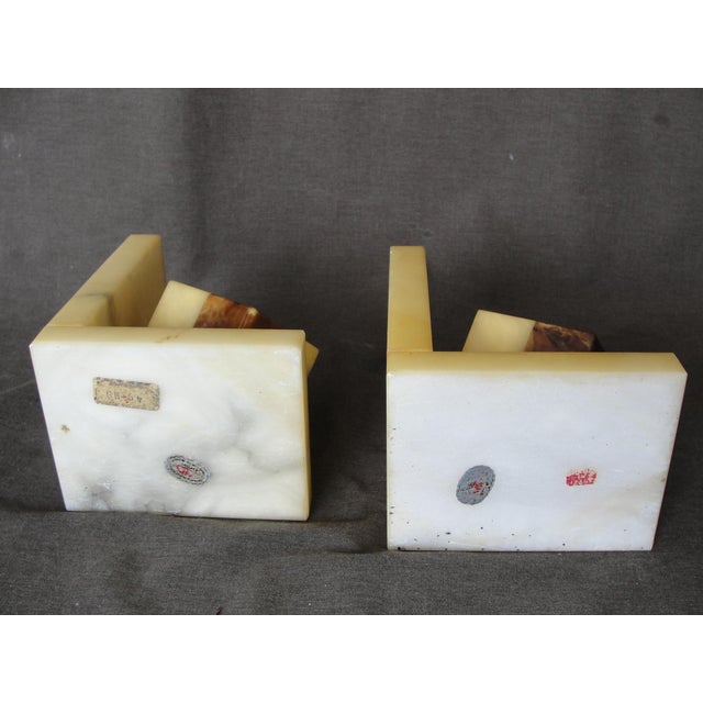 Vintage Italian Hand Carved Alabaster Cube Bookends a Pair Chairish