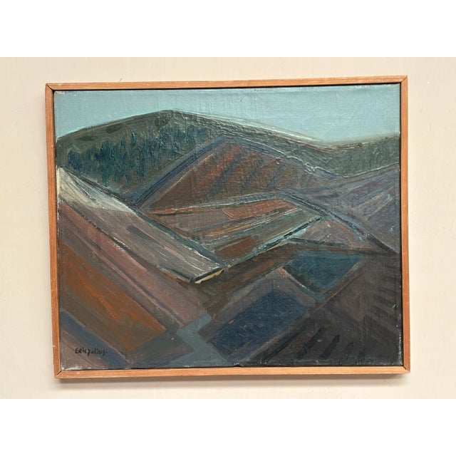 Original Swedish Oil on Canvas – “Glumslövs Backar” by Eric Julius – Signed – Vintage & Framed – 49 × 41 cm (19.3" ×...