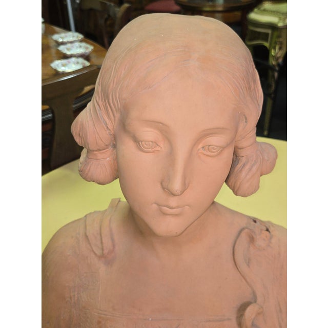Art Deco Terracotta Female Bust, 1930s For Sale - Image 4 of 6
