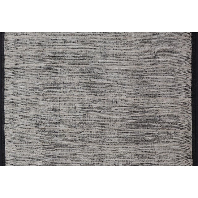 Ivory Oversized Afghan Minimalist Modern Casual With Black Background and Ivory Pile 14'1 X 17'2 For Sale - Image 8 of 12
