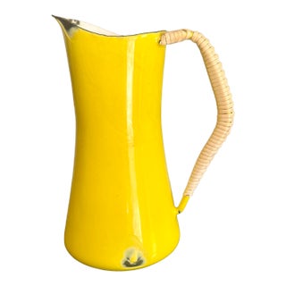 Vintage Kobenstyle Dansk Enamel Small Yellow Pitcher For Sale