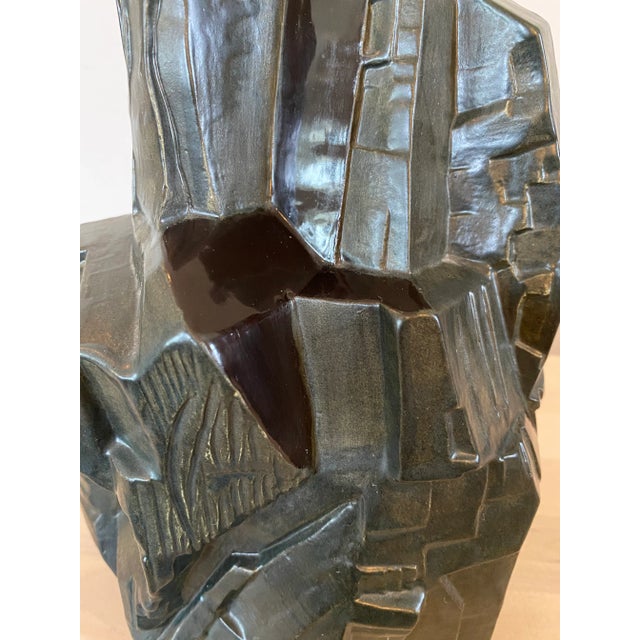1980s Signed Cubist Brutalist Pottery Ceramic Sculpture For Sale - Image 11 of 13