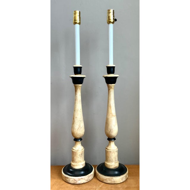 Late 20th Century Vintage Sarreid Candlestick Lamps - A Pair For Sale - Image 5 of 18
