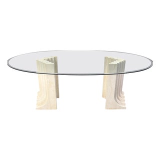 Vintage Travertine Dining Table in the style of Carlo Scarpa, 1970s For Sale
