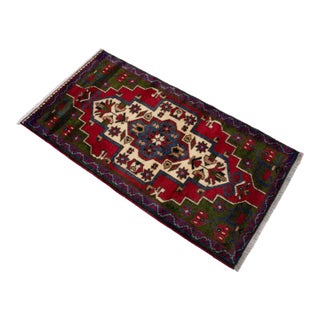 Vintage Rug Hand Made Mat Small Turkish Rug Enrty Decor, Doormat - 1′ 8″ × 3′ 4″ For Sale