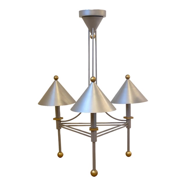 1980s Memphis Robert Sonneman for George Kovacs Conic 20” Chandelier For Sale
