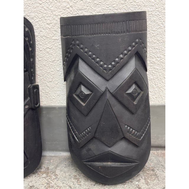 Akios Industries Hand Carved Native Wall Masks, Pair For Sale - Image 9 of 12