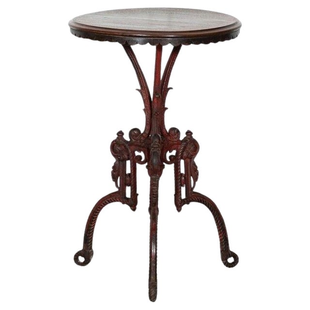 19th Century French Mahogany & Cast Iron Side Table, 1880s For Sale