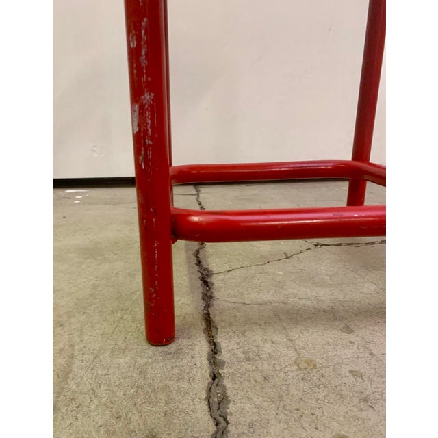 Red Vintage Industrial Danish Stool Red Metal Stool For Sale - Image 8 of 9