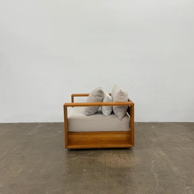 Contemporary Harbour Hayman Teak Swivel Lounge Armchair For Sale - Image 3 of 8