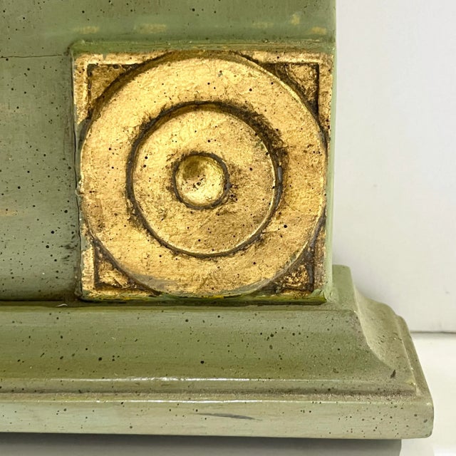 1970s Vintage Provincial French Parcel-Gilt Trumeau Mirror in Green & Gold Deco For Sale - Image 10 of 12