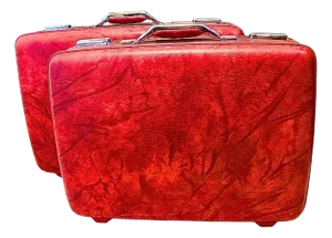 Mid Century Marbled Red Luggage - Set of Two