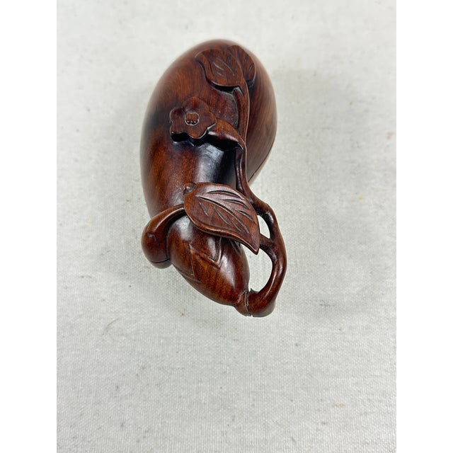 Antique Japanese Hand Carved Antique Japanese Wooden Lidded Box Shaped Like an Eggplant. For Sale In New Orleans - Image 6 of 10