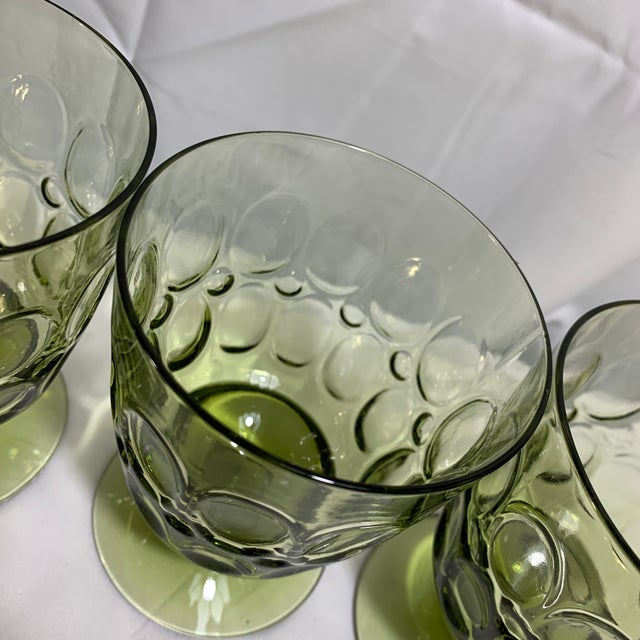 Fostoria 1960s Mid-Century Modern Fostoria Mesa Olive Green Footed Juice/Wine Glasses - Set of 4 For Sale - Image 4 of 4