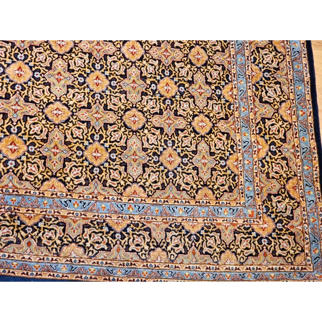 Vintage Persian Tabriz Rug, Hand-Knotted Wool, Allover Geometric Pattern, Navy & Tan, 9x11 For Sale - Image 14 of 15