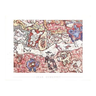 1989 Jean Dubuffet 'La Calipette' Abstract Pink, Red & Blue Offset Lithograph For Sale