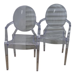 Contemporary Lucite Arm Chairs - A Pair For Sale