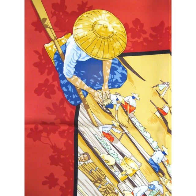 Hermes Paris Carre 90 Marché Flottant Du Lac Inlé Silk Scarf W/Box For Sale - Image 10 of 14