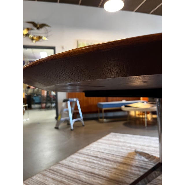 Wood Vintage Knoll International Oval Rosewood Dining Table With Chrome Pedestal For Sale - Image 7 of 14