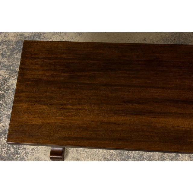 Country French Provincial Oak Trestle Farmhouse Dining Table For Sale - Image 4 of 12