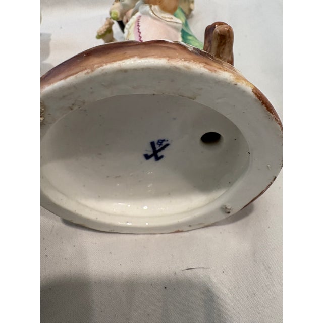 Cream Pair Antique Meissen Figural Candlesticks For Sale - Image 8 of 16