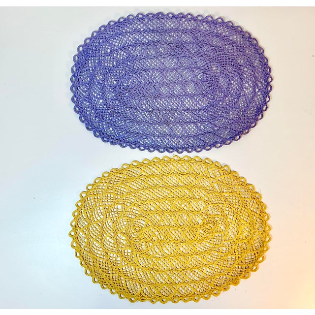 Mid-Century Boho Chic Costal Arts & Crafts Straw Placemats - Set of 5 - Easter. For Sale - Image 6 of 9