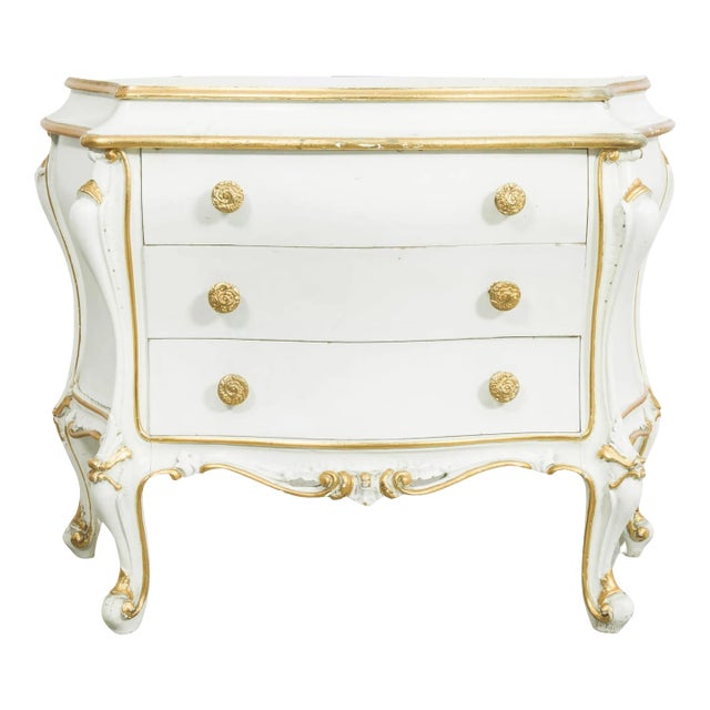 1960s Italian White Patinated Wooden Chest of Drawers For Sale