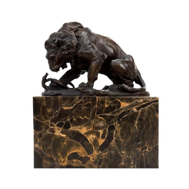 Art Deco Style Brown Patinated Bronze Animal Sculpture For Sale - Image 6 of 8