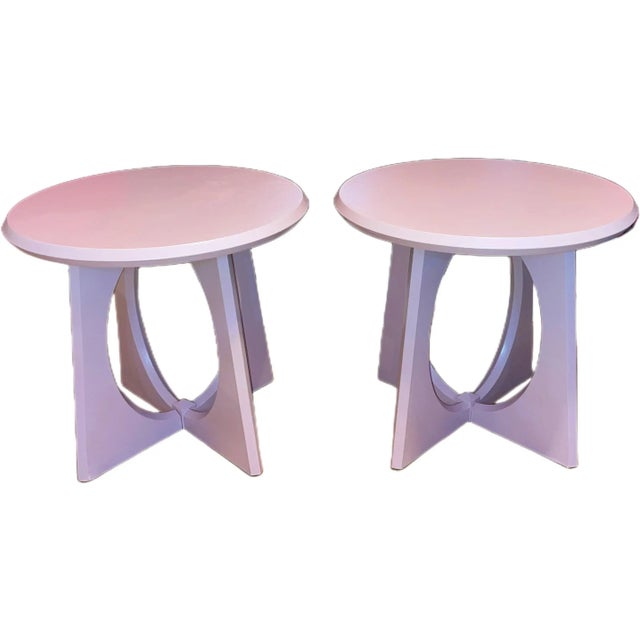 Modern Pink Cocktail Tables - Set of 2 Painted light pink semigloss round tables Pink tables 26.5” width x 26.5” depth x...